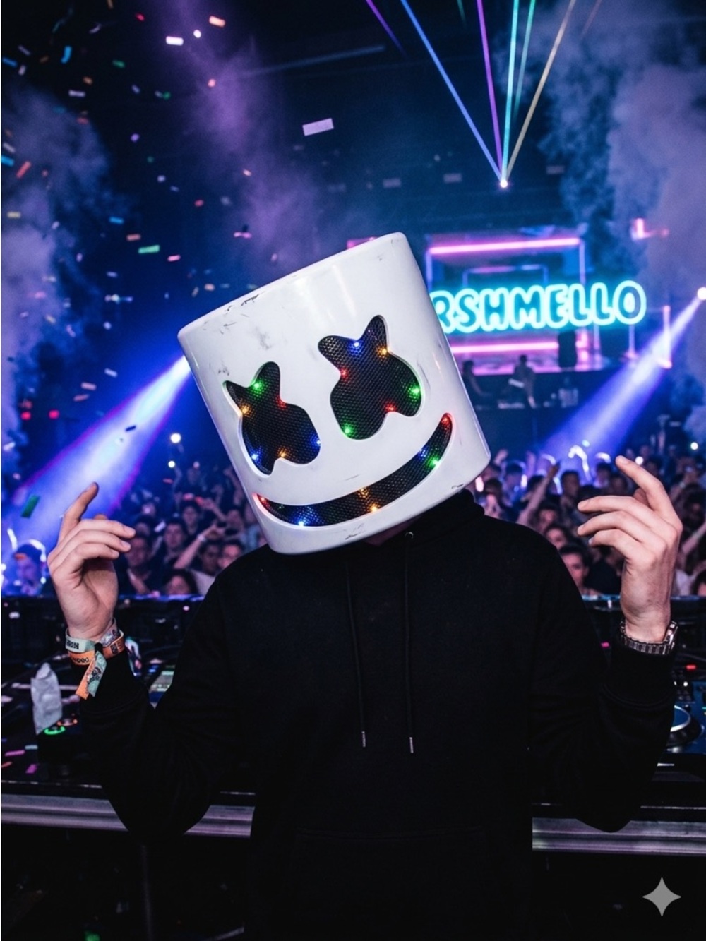 Marshmello Face Helmet | Foam | LED | Costumes | Halloween